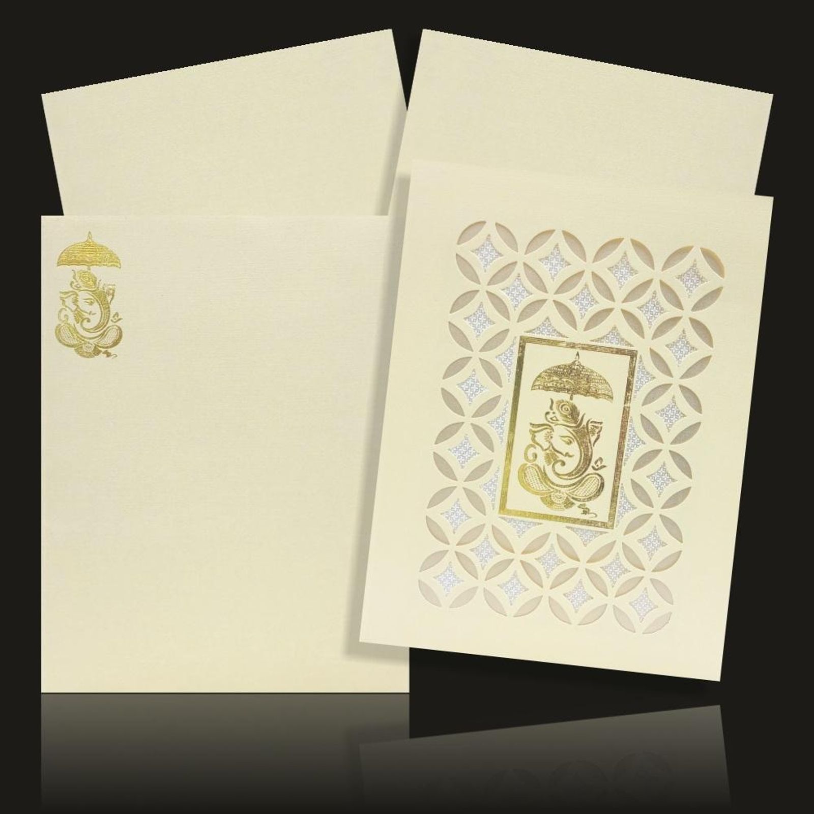 Elegant Blue Shading with Laser Cut Wedding Card-KNK50074-3